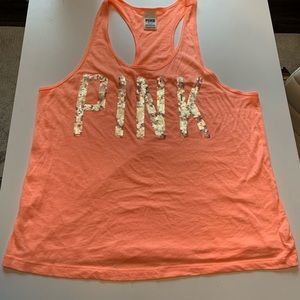 Victoria’s Secret PINK Fluorescent Orange Racer Back Tank Top